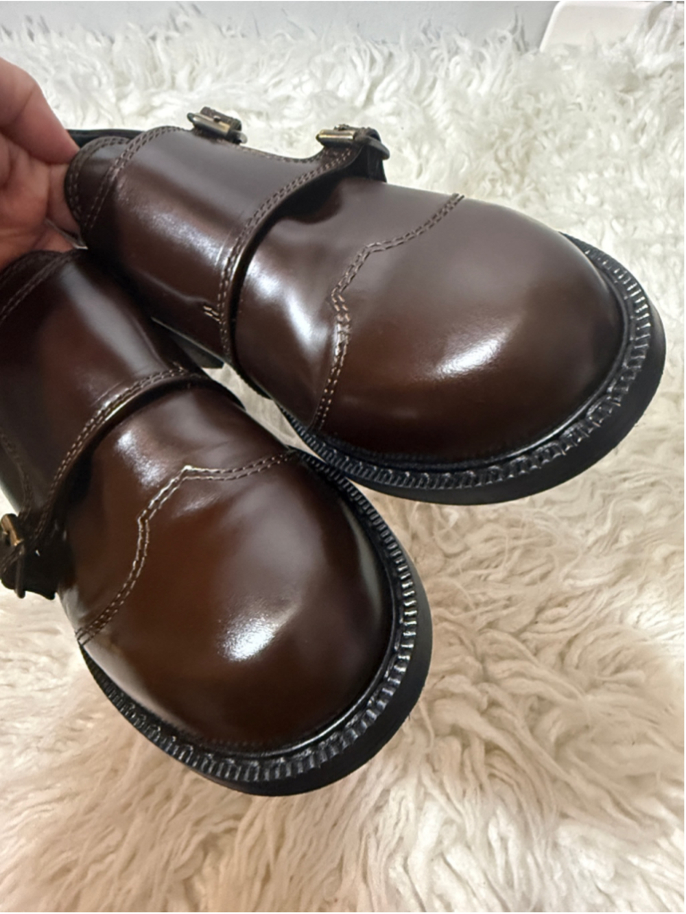 ME+EM double buckle strap dark brown leather size women’s 10 - Picture 6 of 11